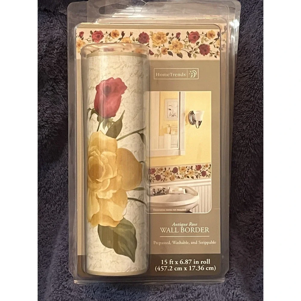 VTG Home Trends Antique Rose Lot of 3 Prepasted Washable Wall‎ Border  15'x6.87
